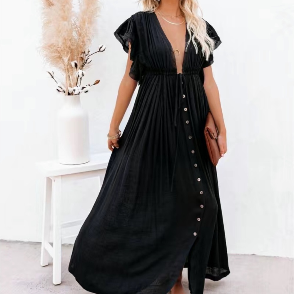 Pleated Plunging Dress ❤️